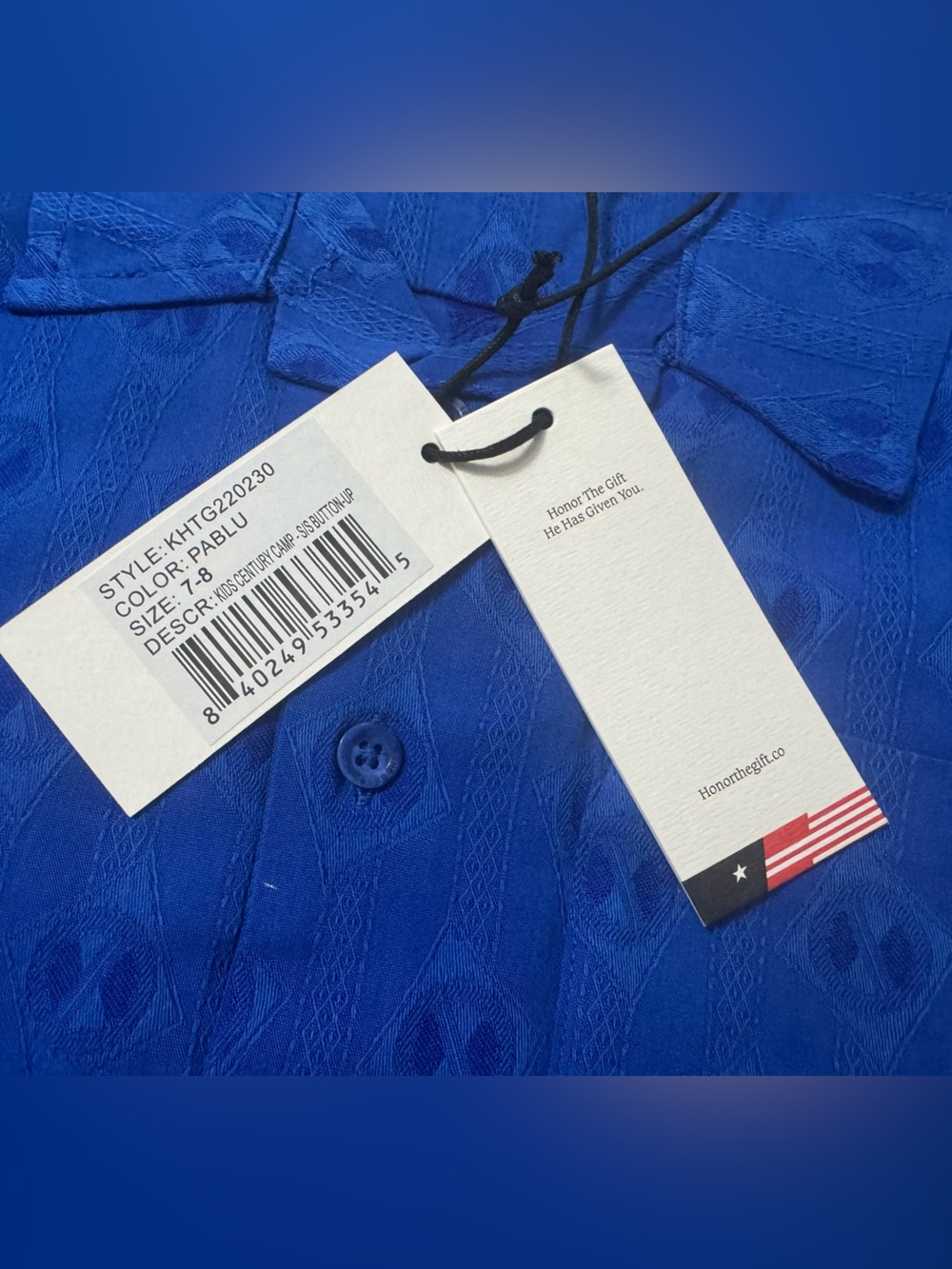 Honor the Gift Boys Kids Century Camp Blue Button Up Shirt Size 7-8 - Picture 4 of 8